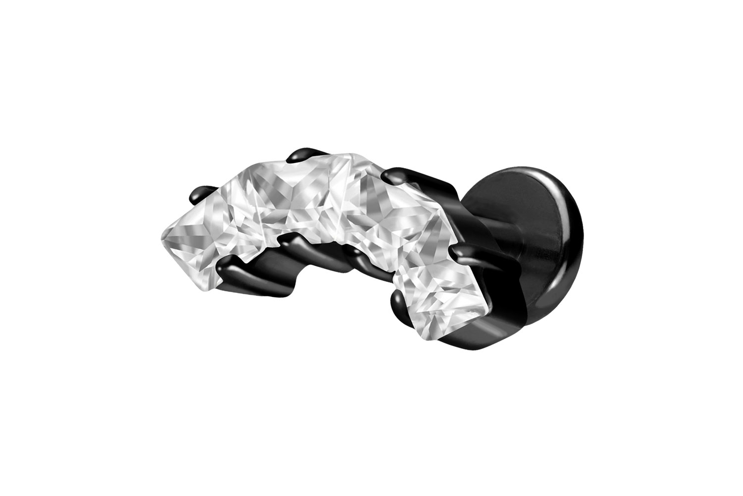 Titan Labret Piercing mit Push Fit EINGEFASSTE KRISTALLTRAPEZE